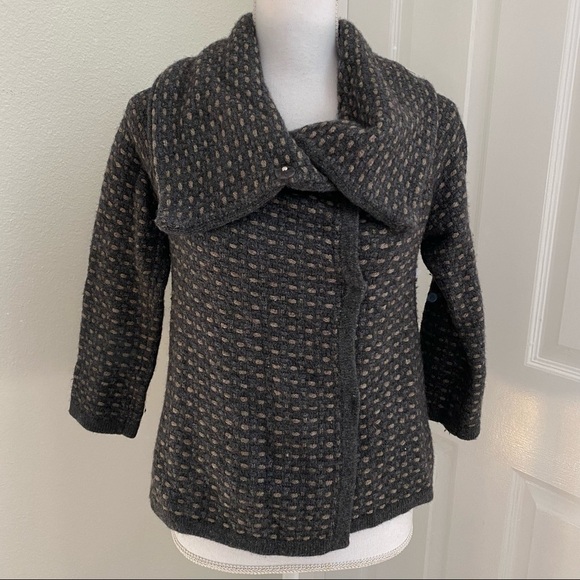 Banana Republic Italian Yarn Basket Weave Knit Shawl Neck Jacket Sz Med - Picture 2 of 10